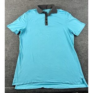 Lululemon Teal Blue Short Sleeve Polo Shirt Mens Breathable Golf No Tag Medium?*